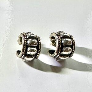 LAGOS Caviar Sterling Silver 18K Gold Fluted Huggie Earrings